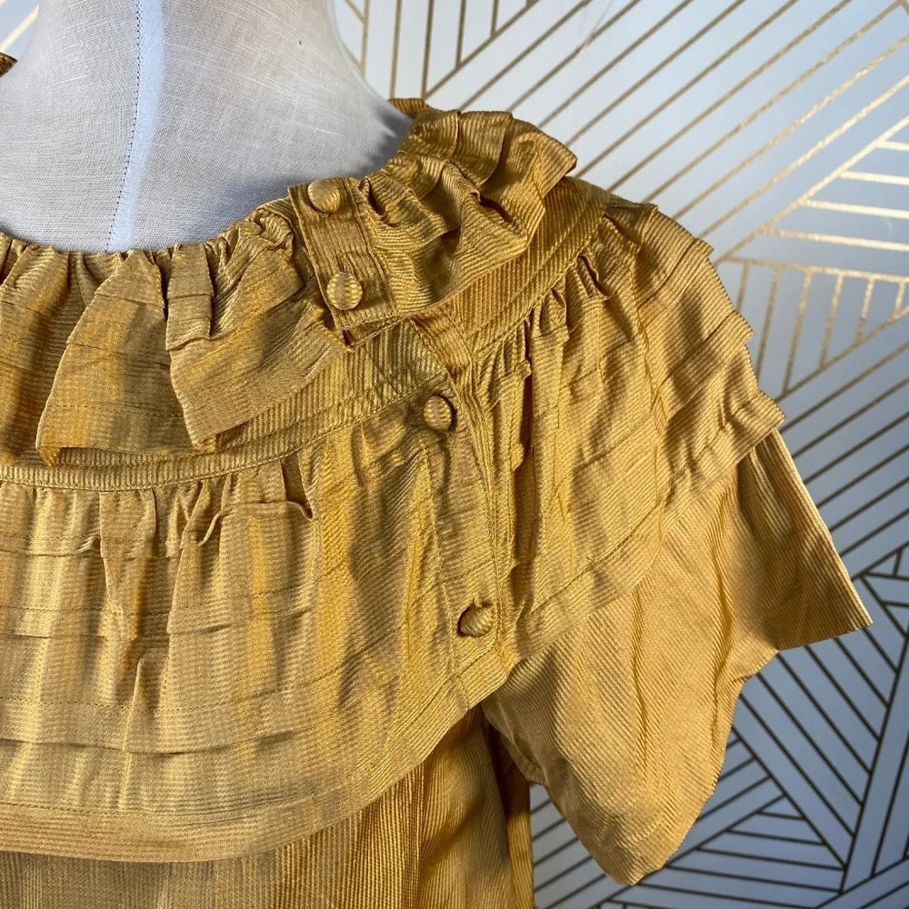 Marc Jacobs Mustard Yellow Silk Ruffle‎ Dress - Picture 5 of 8